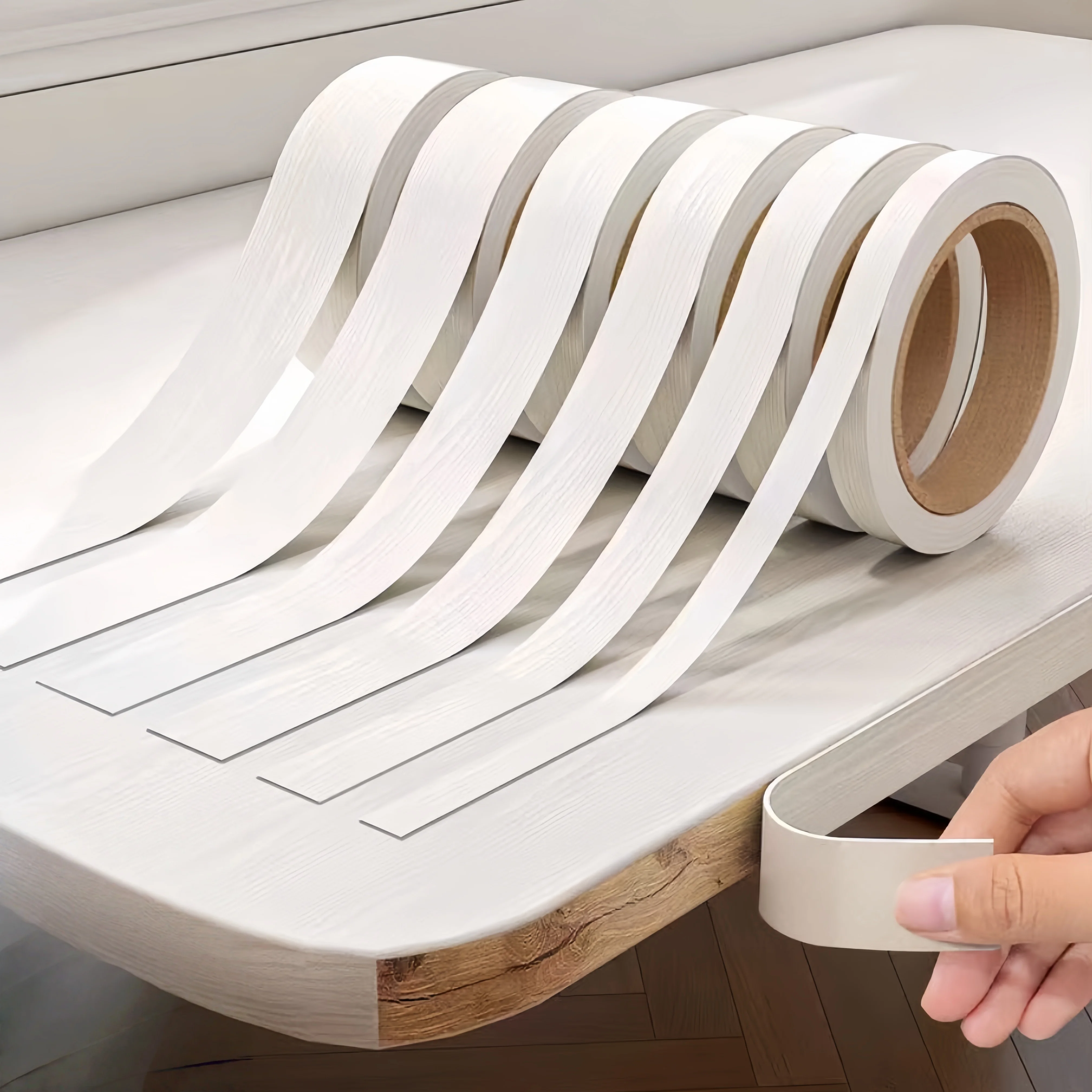 1PC 10mx1/2/2.5/5cm Preglued Edging PVC Edge Banding for Wood Kitchen Wardrobe Furniture Table Desk Board