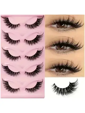 5 Pairs Volume Dramatic False Eyelashes Long Thick Wispy Eye Lashes for Stage Performance Party Cosplay Halloween Makeup