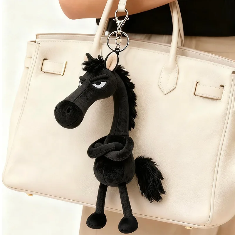 

Cool and Aloof Black Horse Plush Charm Exclusive Chosen Dark Horse Stuffed Doll Perfect Unique Gift for Friends and Loved Ones