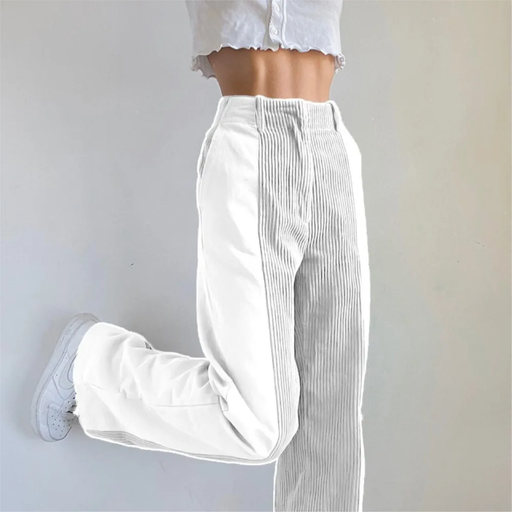 Autumn And Winter New Women's Suit Pants Loose Color Blocked Pants Light Core Velvet Pants Ladies Fashionable Street Trousers