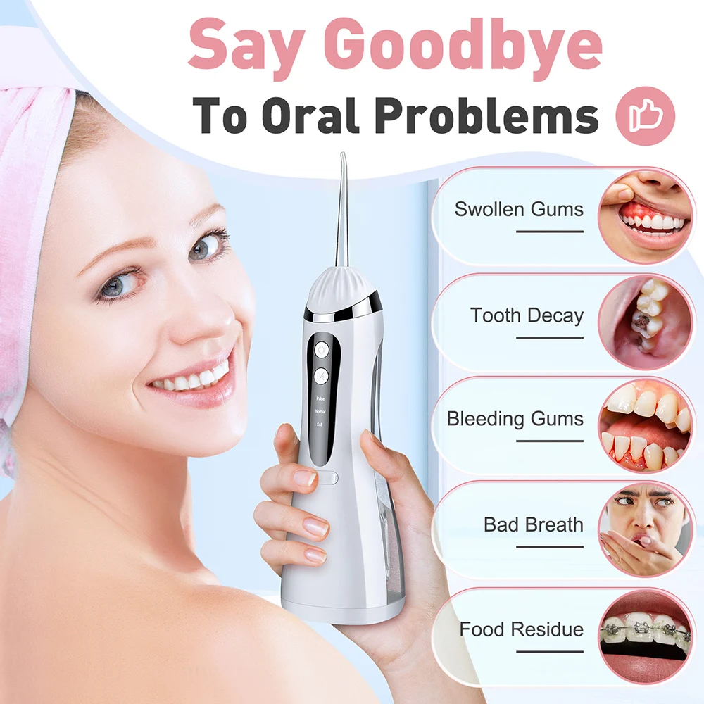 Portable Oral Irrigator Water Flosser + Electric Toothbrush Rechargeable Dental Water Jet Teeth Cleaning Whitening Oral Care Set
