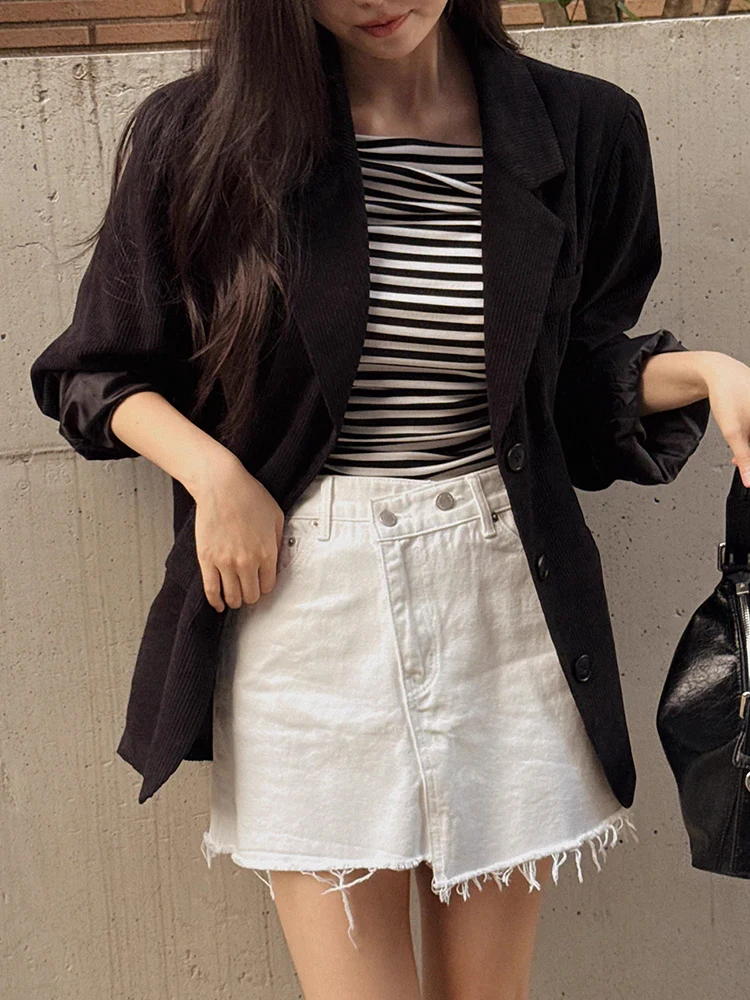 

Gagarich корейский шикарный осенний новый стиль французский ретро костюм с воротником однобортный свободный вельветовый пиджак с длинными рукавами женский