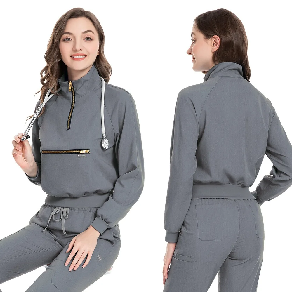 

Long Sleeve Stand Collar Hand Wash Autumn Thick High Quality Beauty Salon Doctor Nurse al Clinic Work Uniform