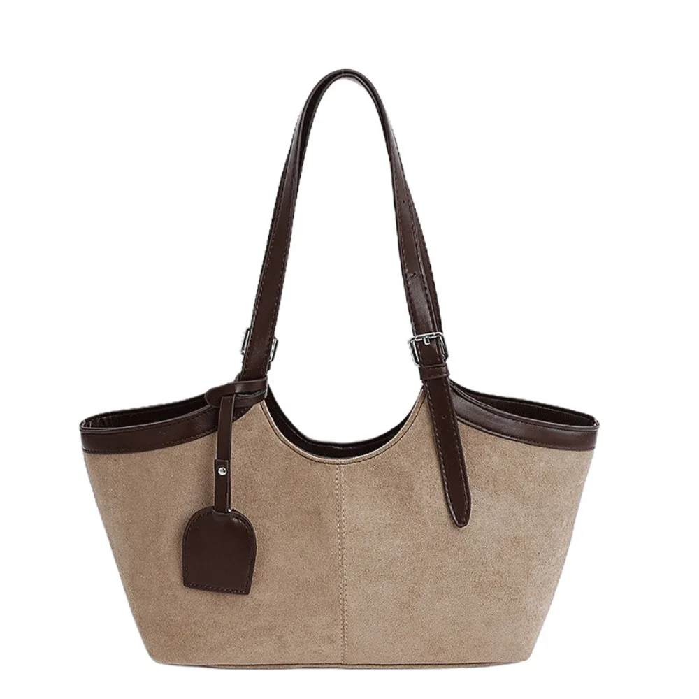 

Korean Style Suede Shoulder Bag Solid Color Tote Bag Matte PU Handbag Large Capacity PU Leather Underarm Packs Office Worker