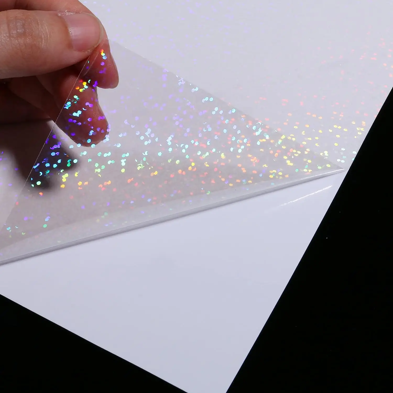 ESHANG 50 Blatt Wasserfeste Kaltlaminierfolie 4,1x2,9 Zoll Selbstklebende Papierfolie DIY Verpackung Karten Foto Laminierfolie – Detail 4