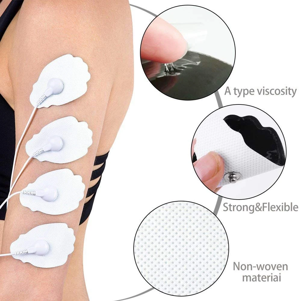 Coussinets de rechange auto-adhésifs réutilisables, 20 électrodes, une unité TENS, machine à épaissir les muscles, adaptés à la norme 3.5mm