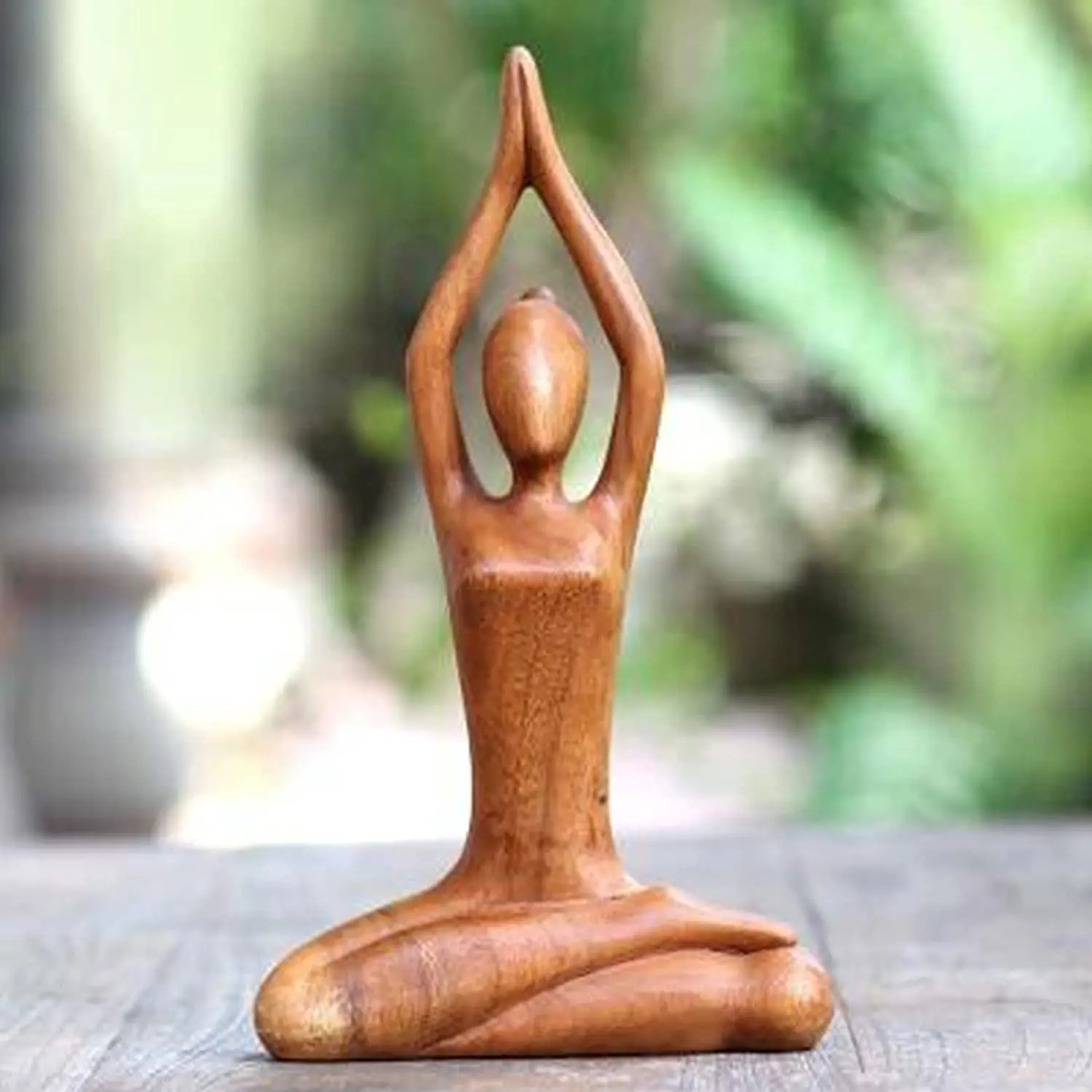 Yoga Girl Wood Carving Wooden Yoga Meditation Statue Handmade Wood