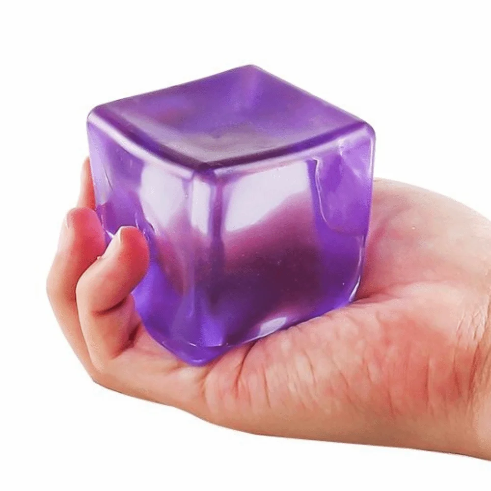 Decompression Clear Cube Squeeze Ball Soft Gel Filled Squishy Glutinous Stretchable Ball Slow Rebound Office Break