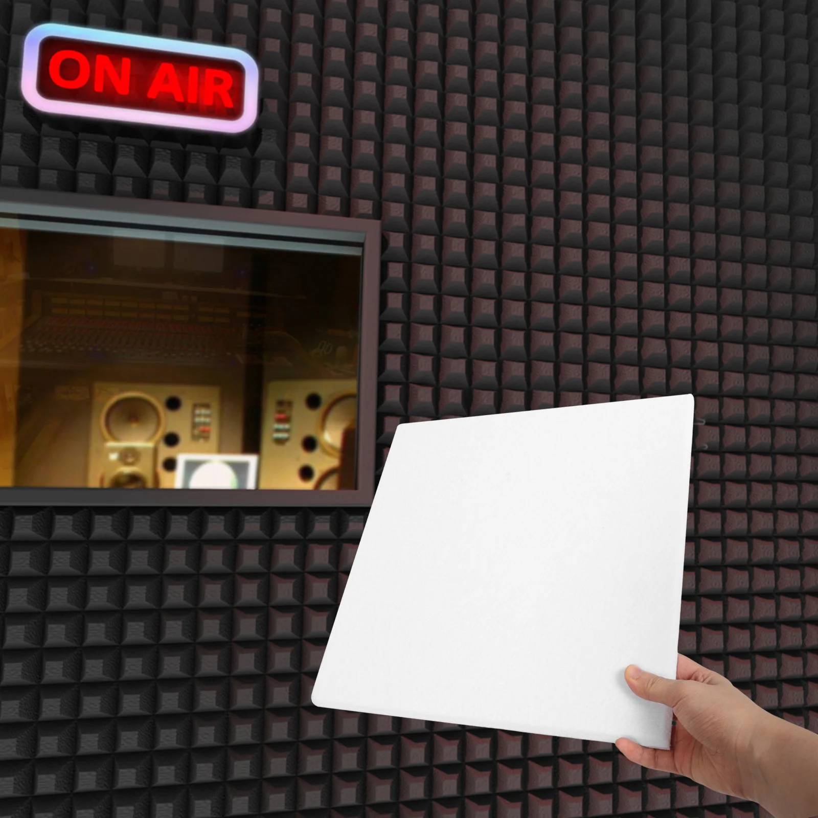 

12 Pcs Sound-absorbing Panels Self Adhesive Acoustic Soundproofing Filling Polyester Office