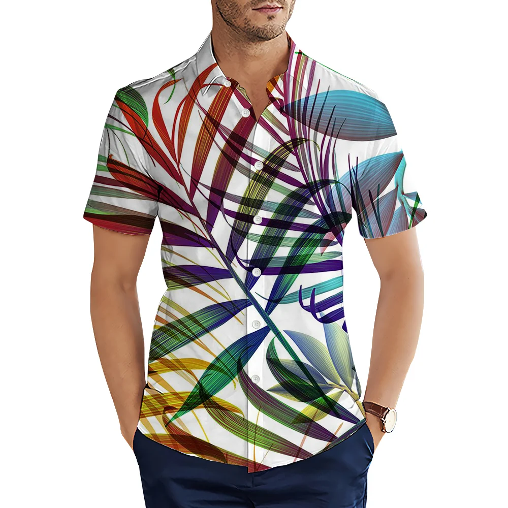 HX Hawaiian Beach Shirts Polynesia Monstera Leaves Floral Printed Casual Shirt for Men Clothing Ropa Hombre Dropshipping