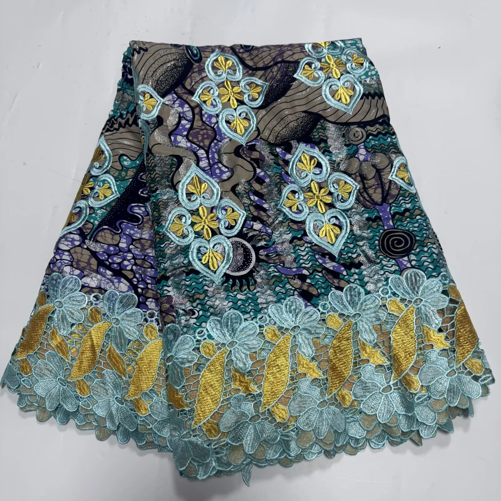

2026 6Yards Latest High Quality Delicate Embroidered Holland Wax lace Fabric For Party Evening Dress NN5698_V