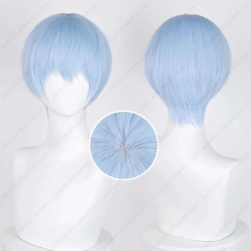 Anime Himmel Cosplay Wig 30cm Light Blue Short Wigs Heat Resistant Synthetic Hair