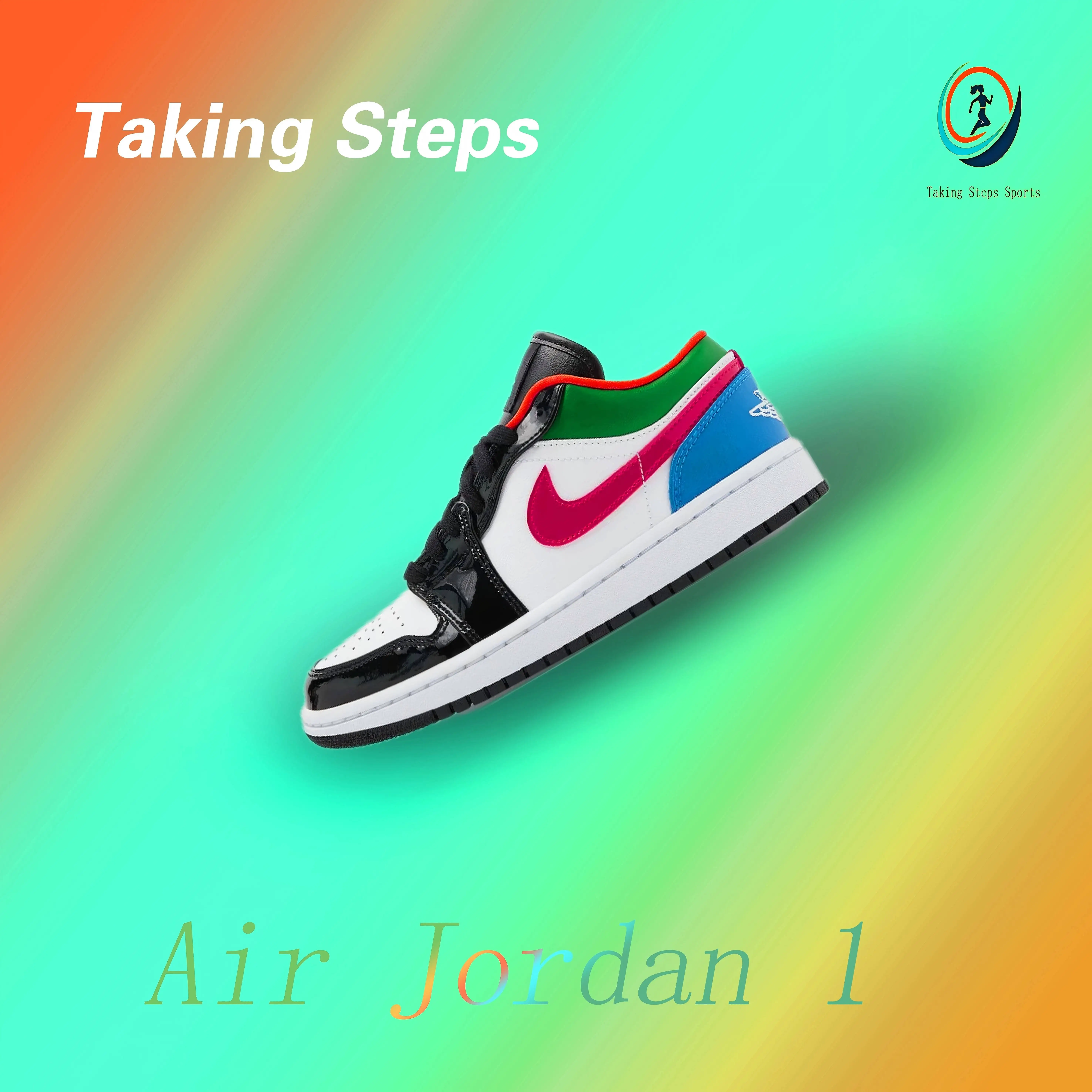 Jordan Air Jordan 1 low “multi-color” patchwork trend comfortable low top retro black and white green board shoes