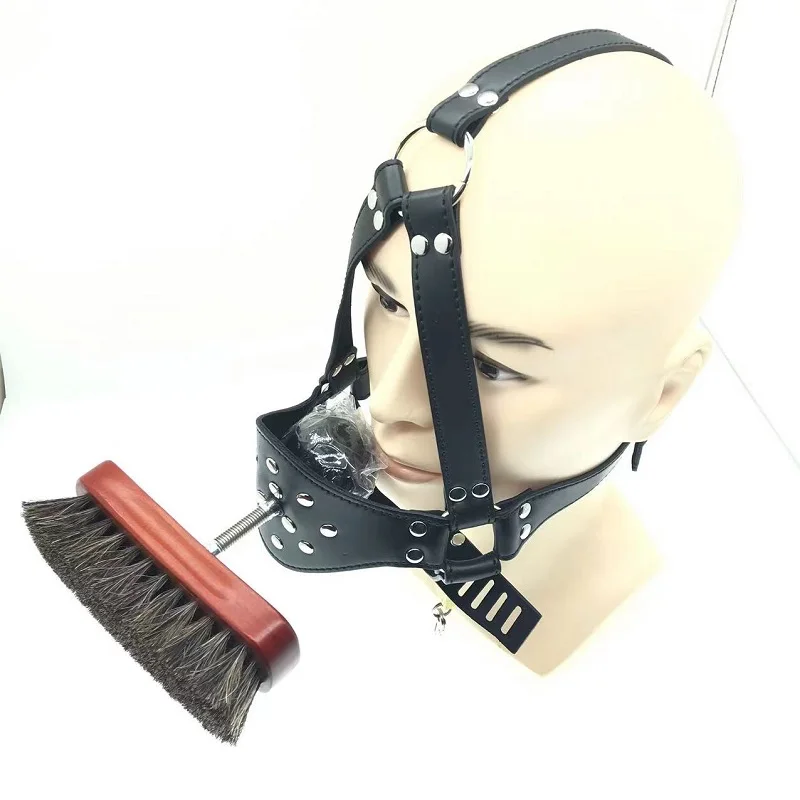 BDSM Harness Slave Shoe Polish Brush + Asphyxia Gag Bondage Restraints Open Mouth Sex Toys Adult Sex Games For Couple