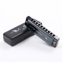 Swan 10 Hole C Harmonica Blues Harp Mouth Organ Phosphor Bronze Diatonic Beginner Harmonica with Case Kit for Kids