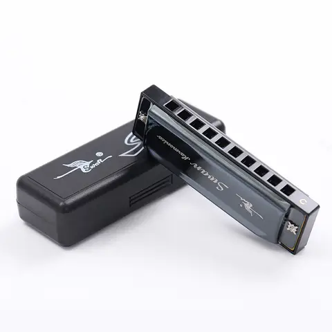 Swan 10 Hole C Harmonica Blues Harp Mouth Organ Phosphor Bronze Diatonic Beginner Harmonica with Case Kit for Kids