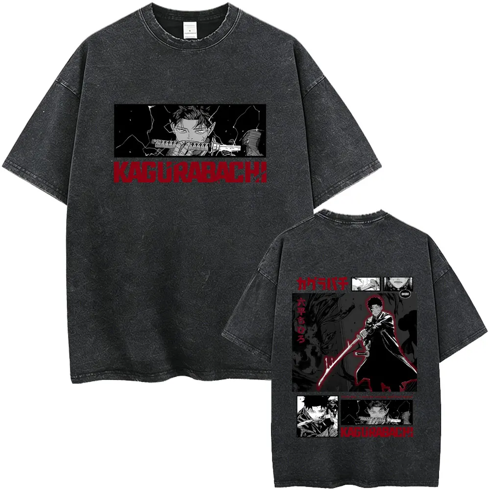 

Washed Vintage Anime Kagurabachi Chihiro Rokuhira Eyes Graphic T-shirt Men Women Manga Fashion High Quality Short Sleeve T Shirt
