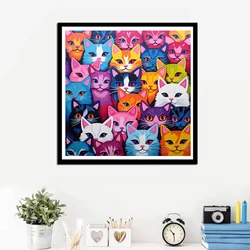 1pc DIY 5D Diamond Painting Full Diamond  Multicolor Cats Diamond Painting, Handmade Home Art Gift Diamond Painting Kit