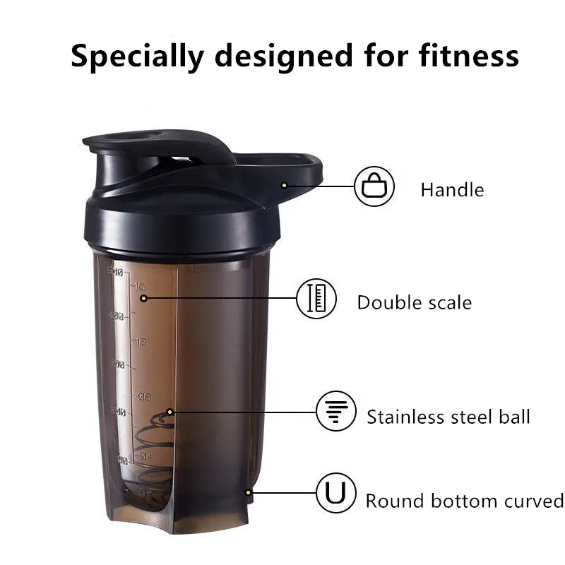 500ML Portable Sport Shaker Bottle Protein Powder Shaker Cup Leak Proof Water Bottle For Gym Fitness Training Drinking Bottle