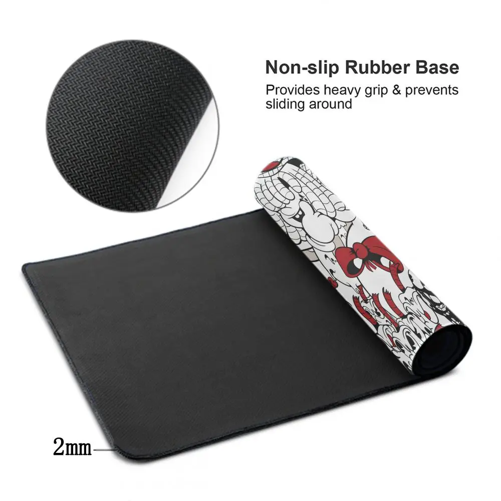 Imagem -04 - Japão Kawaii Borracha Mouse Pad Jogo Grande Mousepad Preto e Branco Tapetes Tapete do Escritório Acessórios do Jogo Playmat