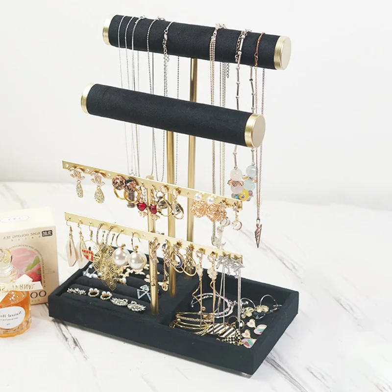 

Luxury Jewelry Stand Large Ring Earrings Storage Holder Exhibitor Necklaces Bracelet Display Shelf Organizer Jewellery Prop