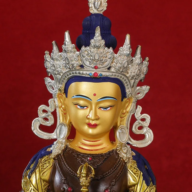 Tibetan Vajrasattva Buddha statue ornament pure copper antique gilt silver Tibetan tantra 10 inch double seat Saha Three Holy Bu