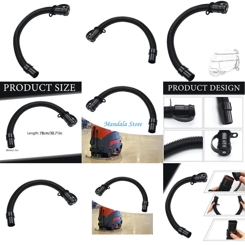 

U2JC Floor Scrubber Suction Hose Replacement Flexible Rubber Discharge Hose with Lid