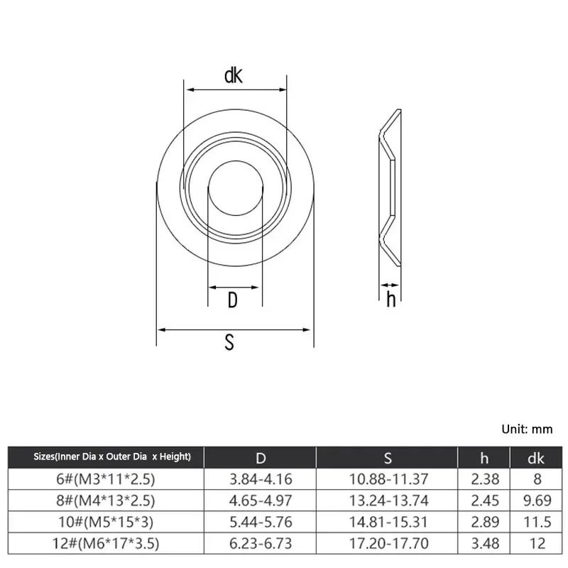 M3 M4 M5 M6 Conical Washer 304 A2 Stainless Steel Metal Countersunk Screw Concave Convex Gasket Hollow Taper Decorative Washers