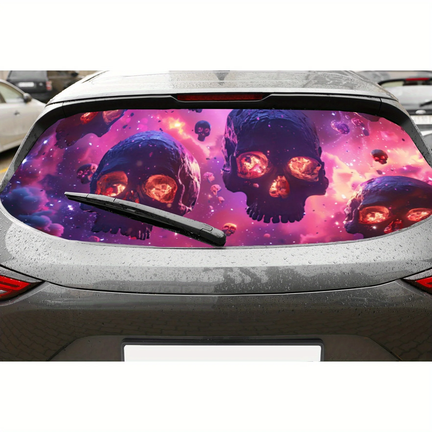 

Cool Pink Purple Skulls PVC Perforated Car Vinyl Wraps, Privacy Enhancing Design for Rear Window, Car Rear Windshield Sticker fo