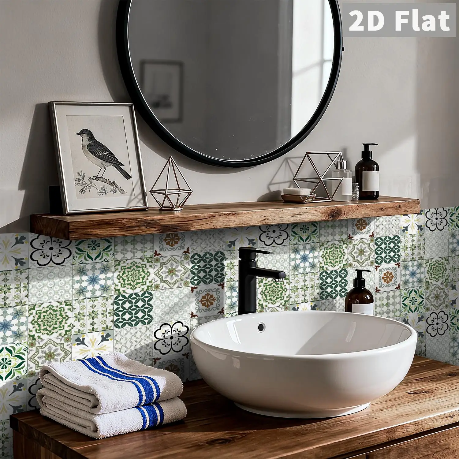 36 pieces of vintage Moroccan self-adhesive waterproof tile stickers for kitchen, bathroom, background, and home decoration