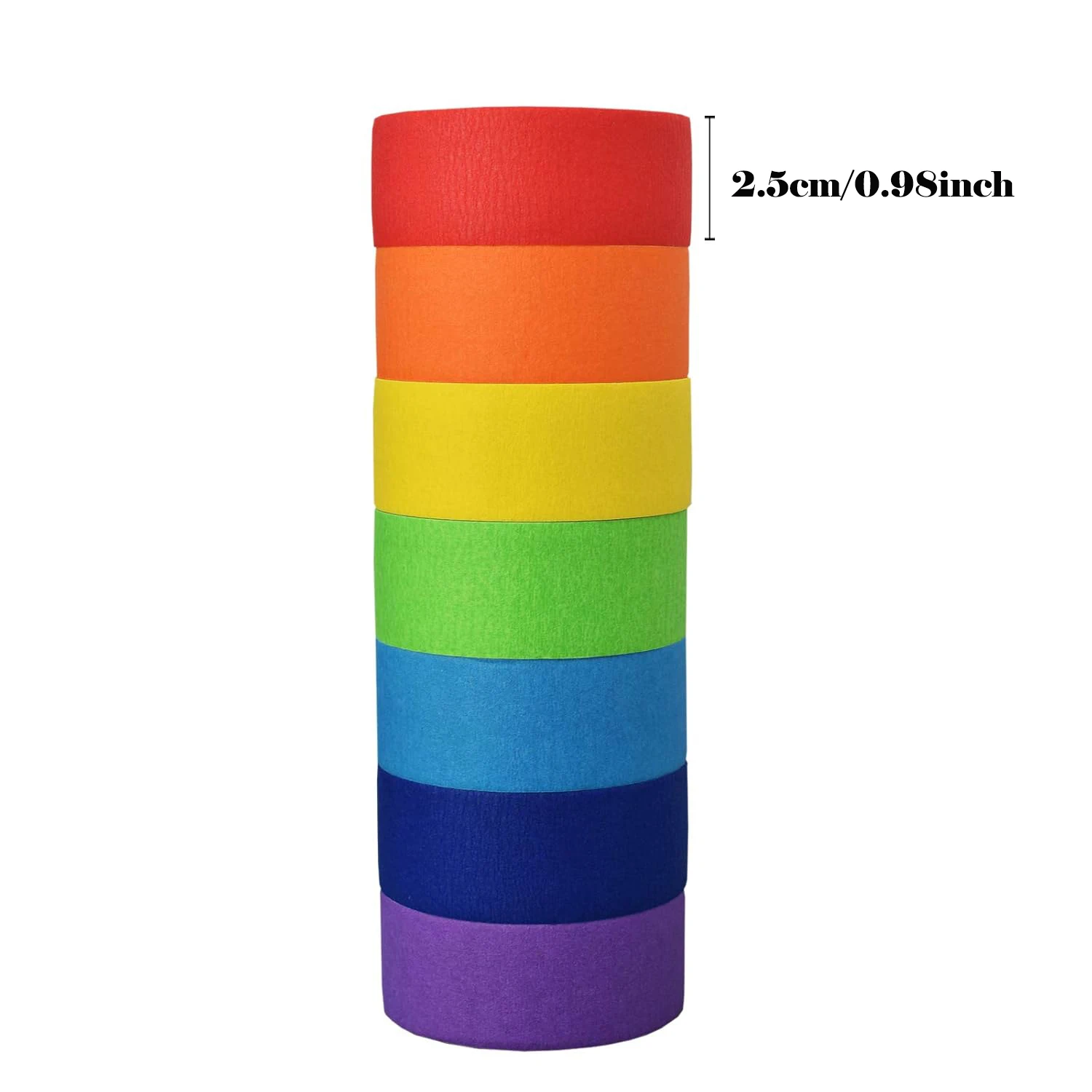 7 Rolls Rainbow Colored Masking Tape Adhesive Painters Textured Paper Roll Stickers Decoration DIY Marker Label Drafting Craft image 4