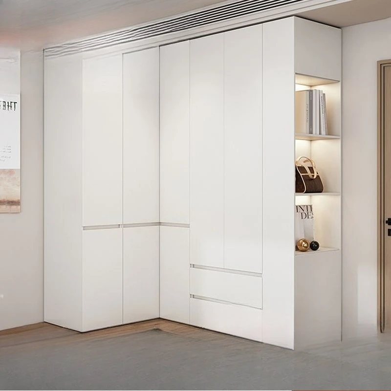 Eckkleiderschrank aus Massivholz, Schlafzimmer-Eckschrank, Kommode, Kombinationsschrank, Garderobe, integriert