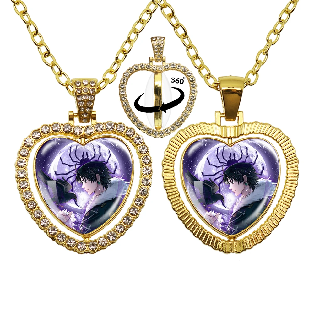 Japan  Anime Hunter X Hunter A Heart Glass Dome With 360 Degree Rotation Double Sided Necklace Jewelry