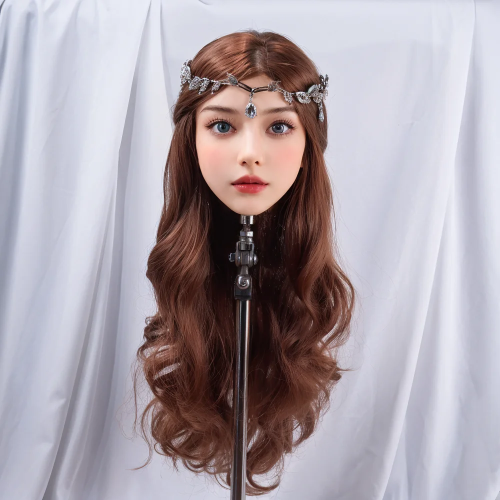 TPE hoofd M16 schroefdraadinterface, open type pruik leerling mond make-up praktijk, kapselontwerp (willekeurige pruiken)