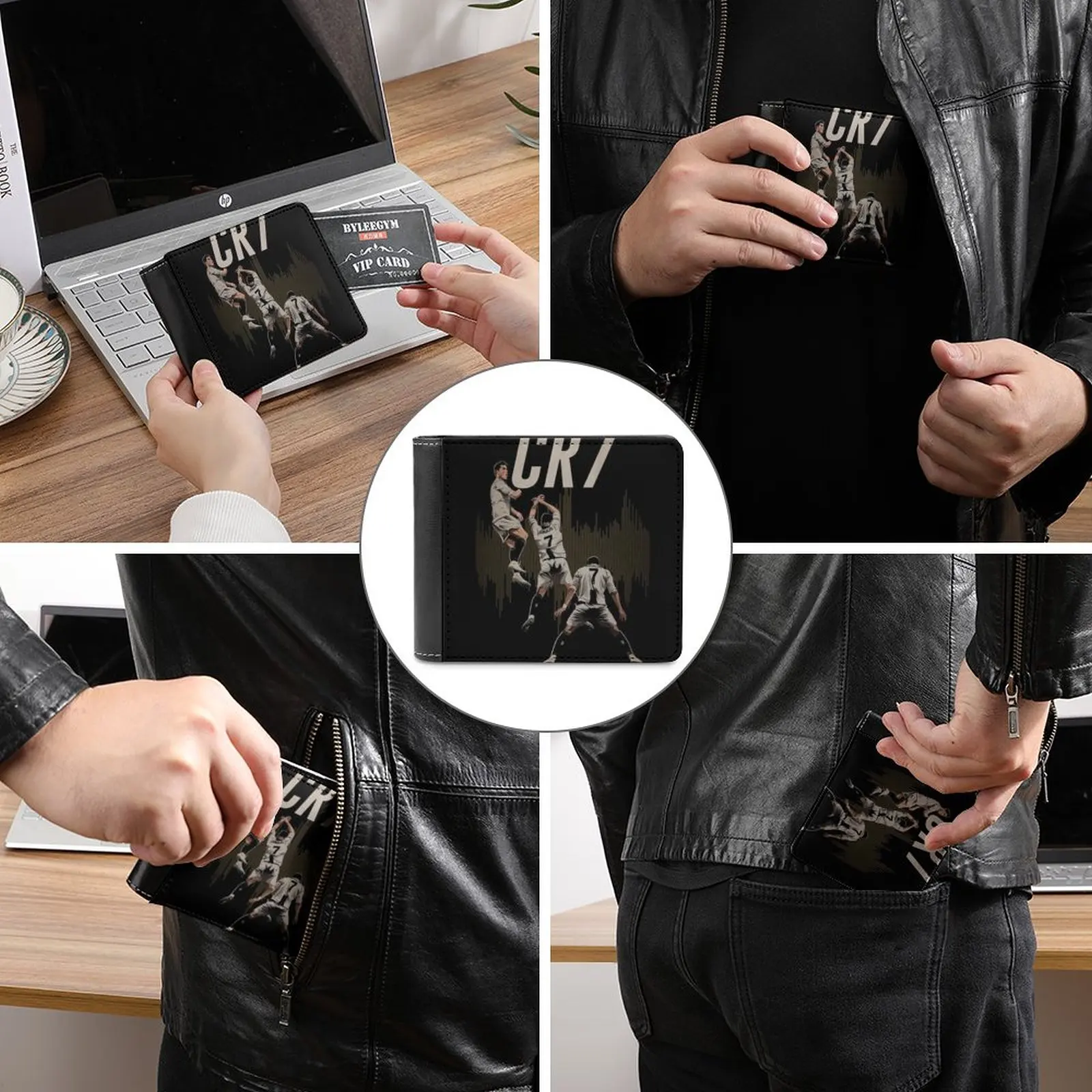 Illustration Ronaldo Design Men\'s Wallet Leather Wallet Luxury Wallet Card Wallet Male Women Cr 7 Cr Art Wallpaper Illustration