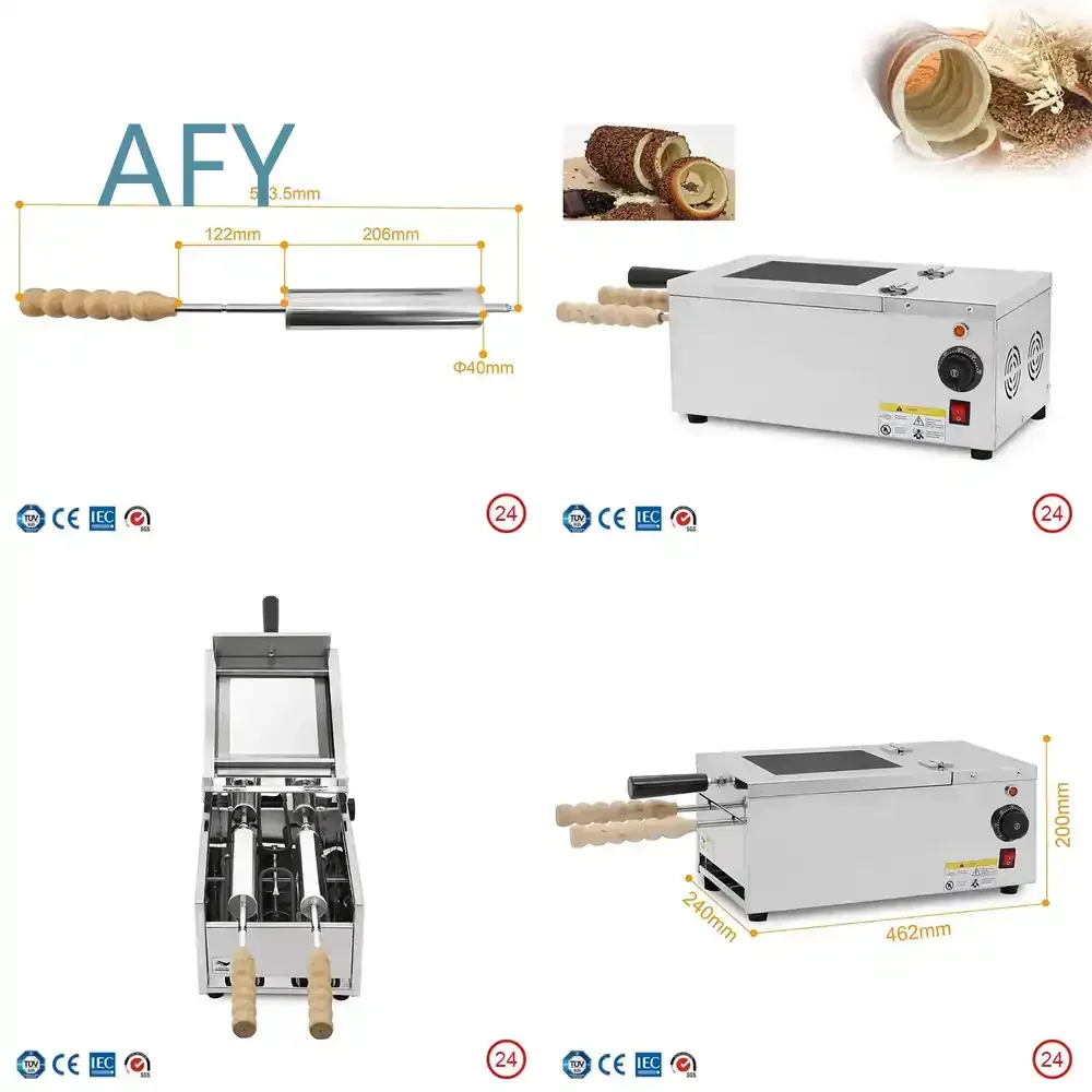 Chimney Bread Roll Baking Machine for Kurtos Kalacs Oven Ice Cream Cone Maker Cake Baking Machine for Home Bakery Commercial