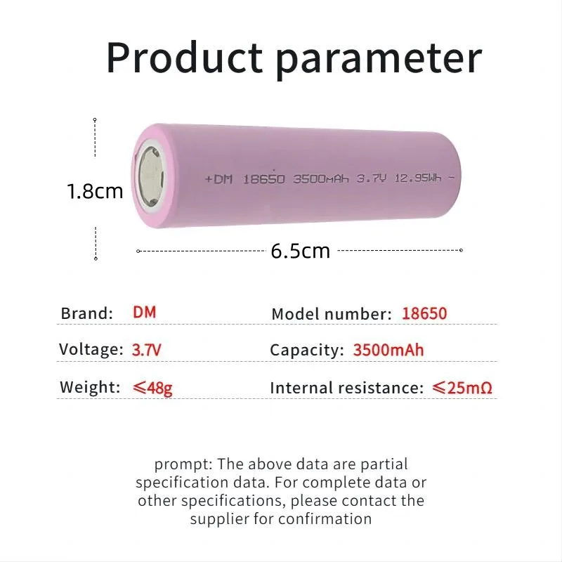 18650 3500mAh 3.7V new Class A original factory packaged lithium ion cell for power tools solar energy storage