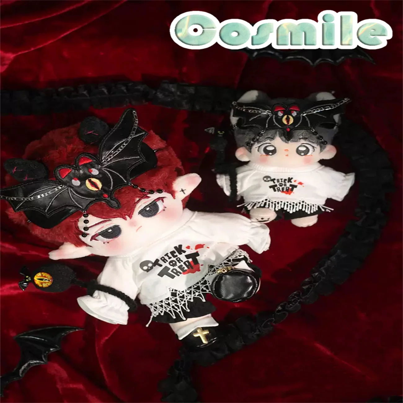 No Attributes Vampire Bat Demon Devil Halloween Costume 20cm Plush Doll Clothes Dolls Accessories FS Nov