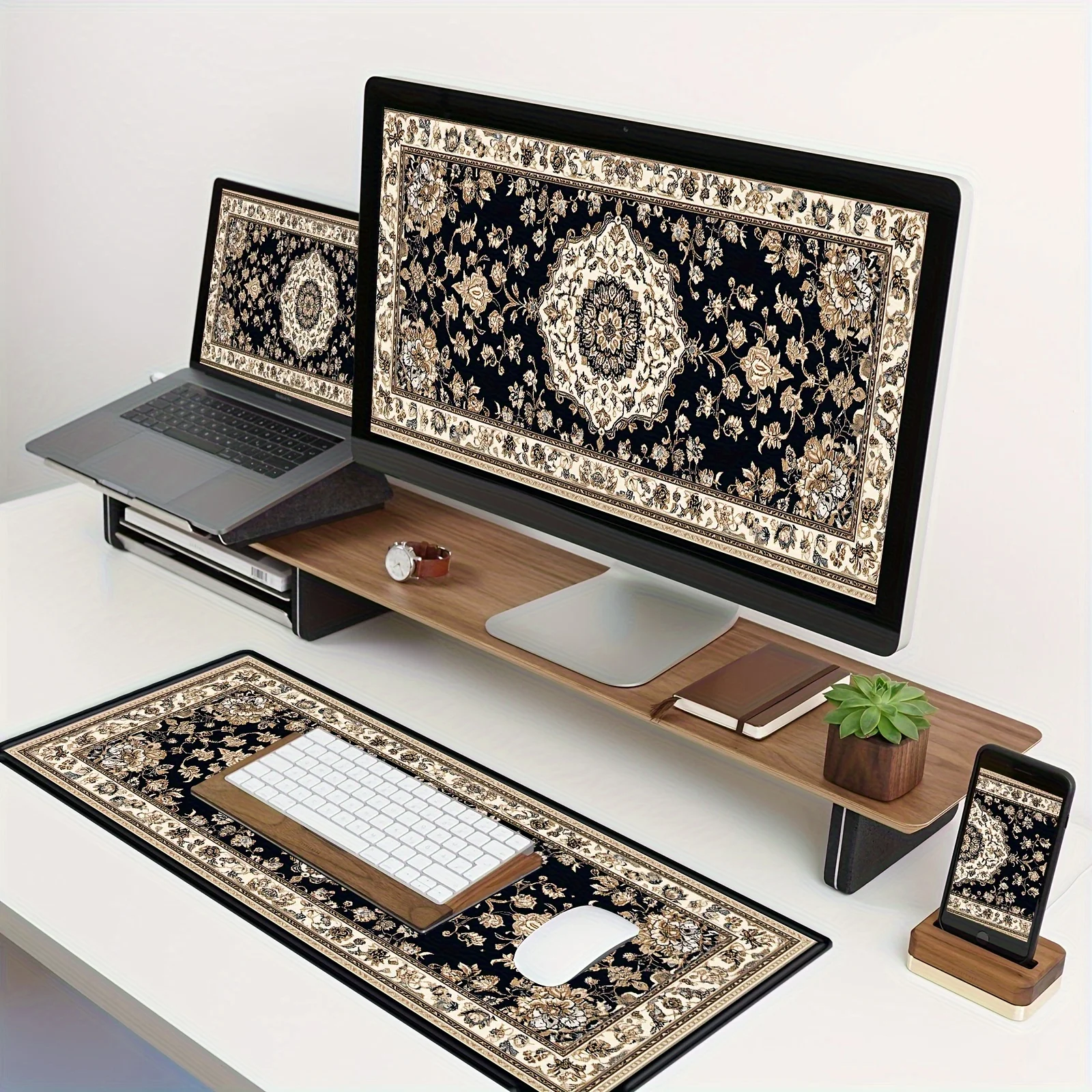 

Persian Style Print XXL Large Desk Mat Premium Rubber Base Non-Slip Mouse Pad for Office Gaming Decor