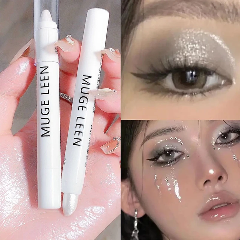 Caneta Highlighter Glitter Lápis Silkworm Perolado, Impermeável, de longa duração, Clareamento de Olhos, Maquiagem dos Olhos, Novo, 2pcs