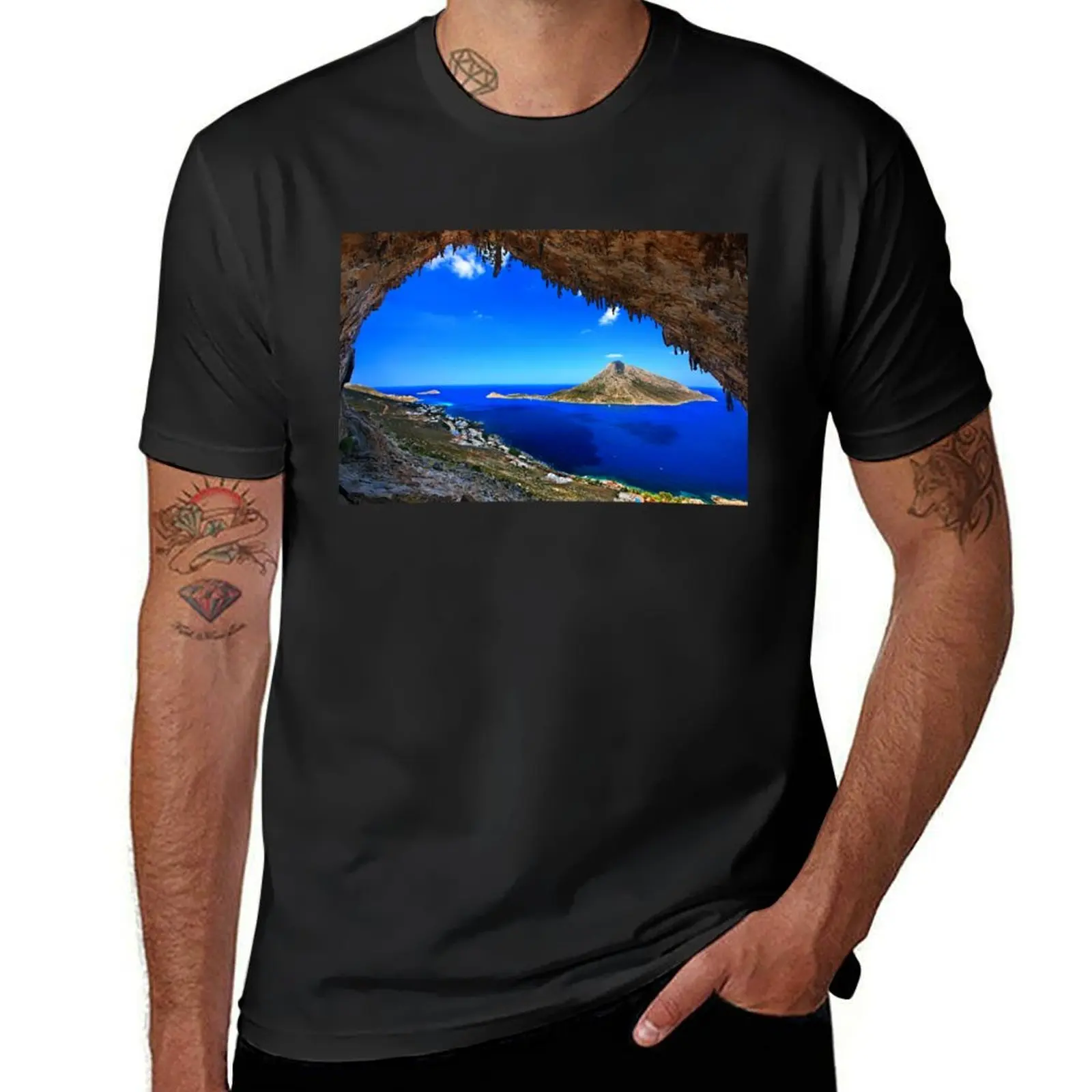 Camiseta Grande Grotta DE LA ISLA Kalymnos para hombre, ropa vintage, estética, talla Grande