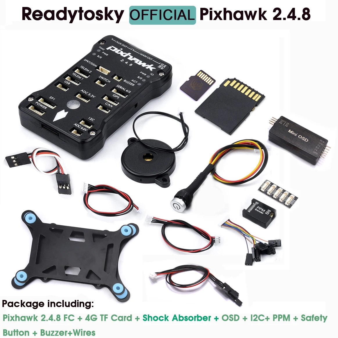 Pixhawk 2.4.8 PX4 PIX 32 Bit Flight Controller / M8N GPS / Telemetry Module / Safety Switch Buzzer RGB I2C 4G SD OSD / OLED