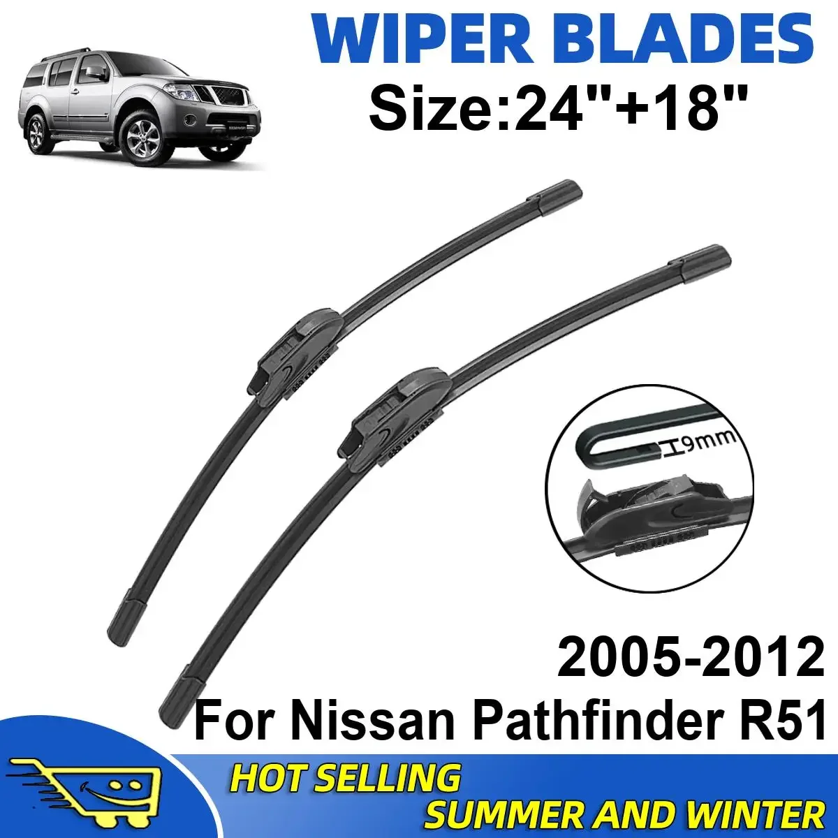 

2PCS Wiper Blades Set Kit For Nissan Pathfinder R51 2005-2012 Front Windshield Brushes Windscreen Window Accessories