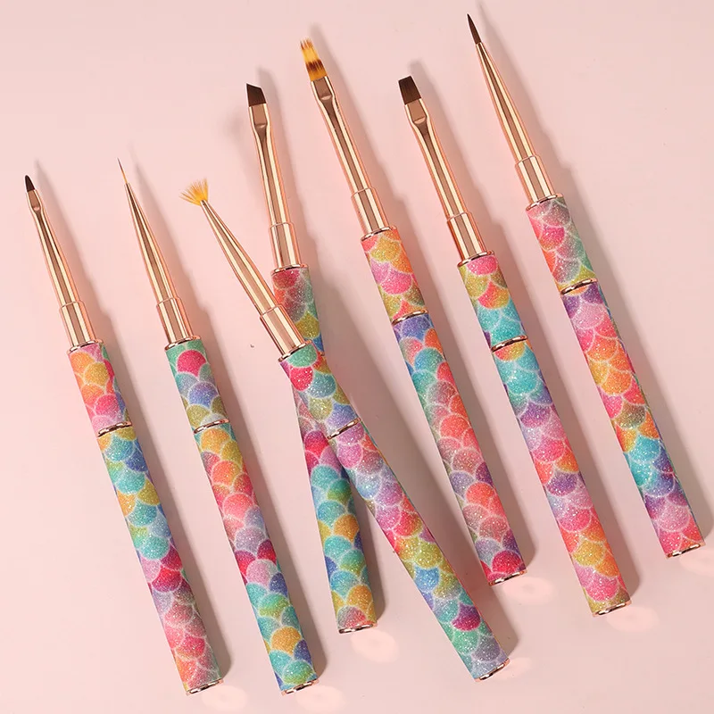Rainbow Gradient Nail Art Brush Gradient Nail Brush Line Painting Brushes Nails Crystal Acrylic Liner Drawing