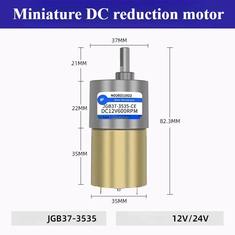 37-3535 miniature DC motor 12v24v960rpm interval speed regulation slow metal gear deceleration bass mute reversible small motor