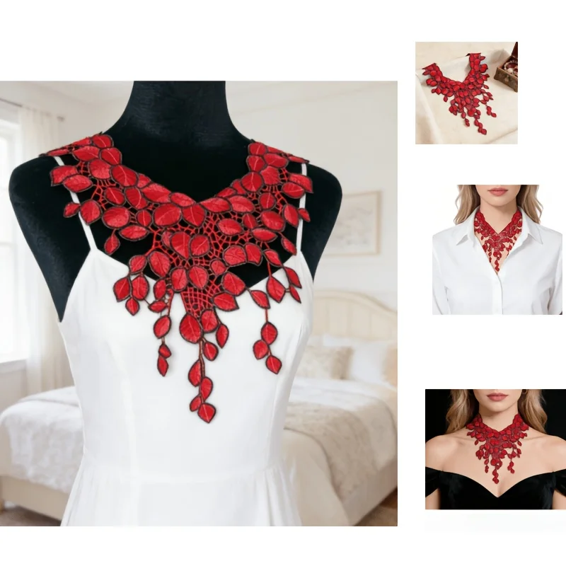 

2 pieces of heavy-duty lace embroidery fabric accessories for DIY - suitable for sewing onto dresses,