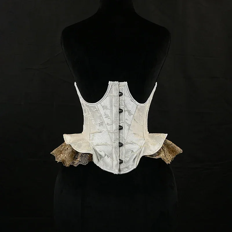 

Белые винтажные корсеты под грудью, сексуальные женские кружевные корсеты в стиле Лолиты, элегантный готический черный корсет на шнуровке, утягивающие бюстье, тренажер для талии