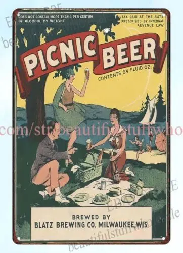 man cave metal decorative wall art Blatz brewing Picnic beer metal tin sign