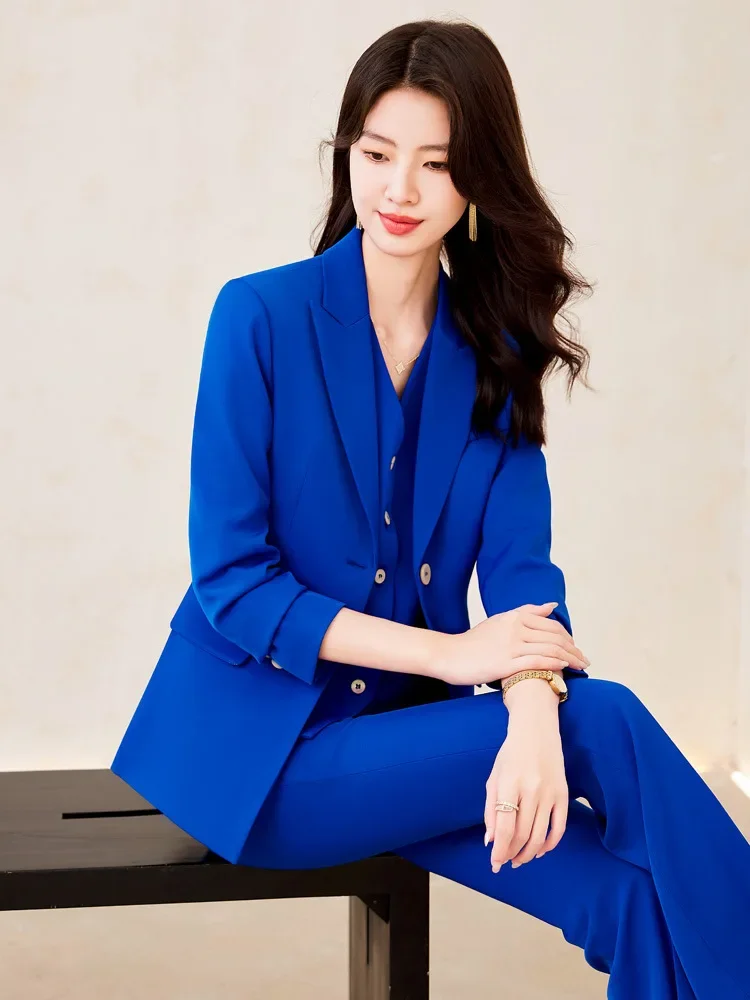 Abiti da lavoro formali da donna in tessuto pop di alta qualità Tailleur pantalone femminile Autunno Inverno Stili OL professionali Abbigliamento da lavoro da donna Blaze