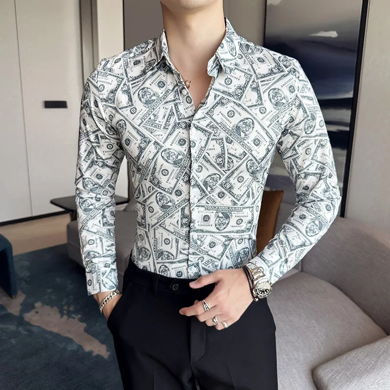 Men Button Up Shirts 2024 Trend Funny Dollar Bills Paper Money 3D Printed Fashion Designer Shirt Ropa Festival Hombre Mens Tops